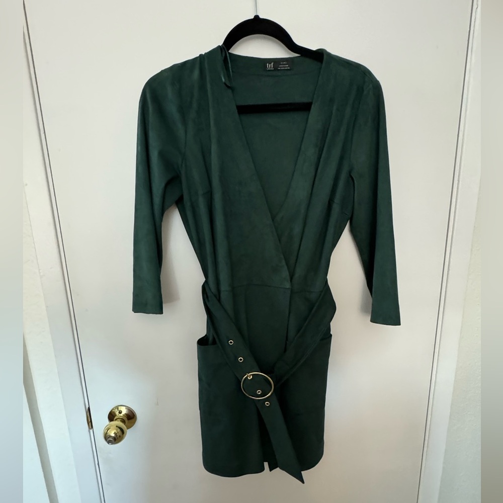 Zara TRF green suede romper